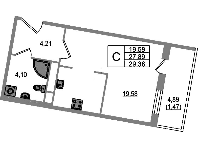 Квартира студия 29.36 м², 1/12 эт., ЖК «UP! Квартал Воронцовский»